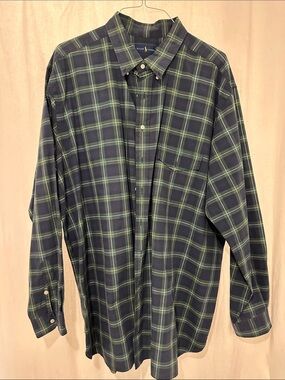 Ralph Lauren Navy and Green Plaid Button-Down Shirt